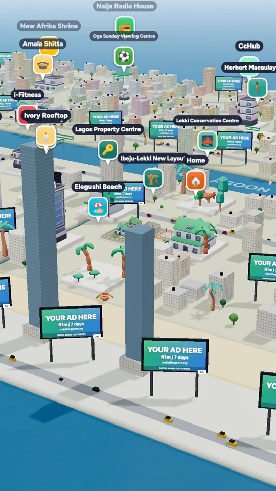 The Lagos map in 3D with the new layout among the towers of Lekki