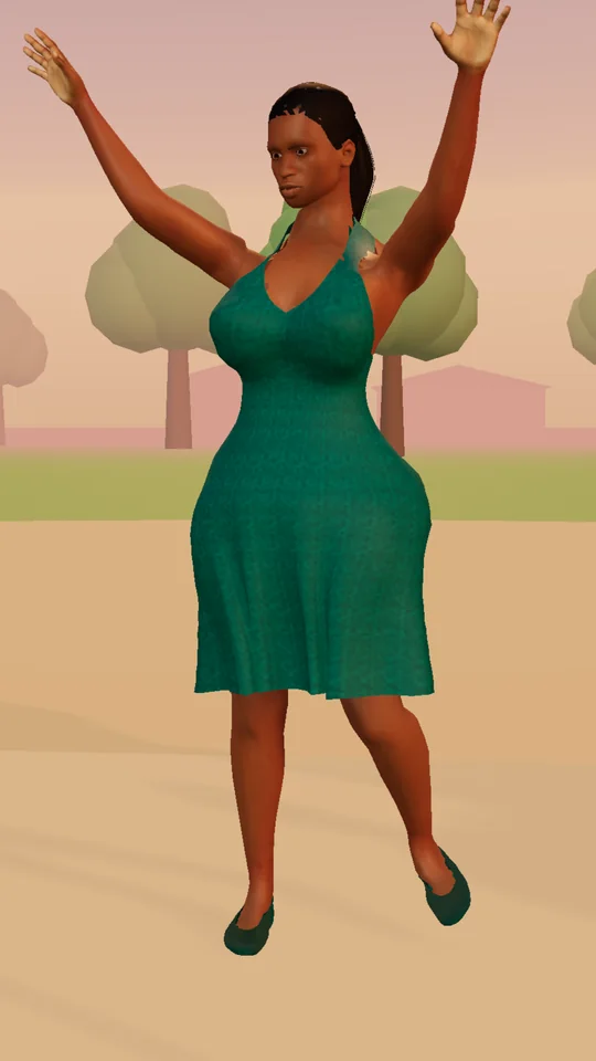 A Sim waving at Elegushi Beach at sunset